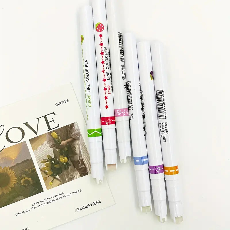 Linear Roller Design Color Pen (Pack of 6)