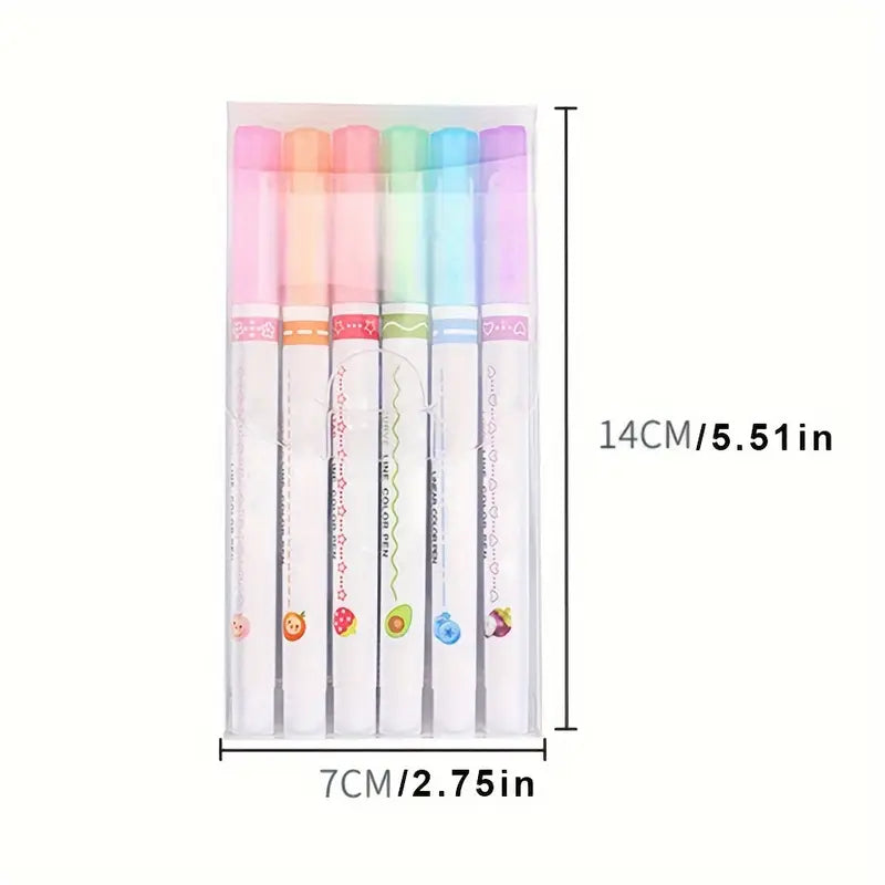 Linear Roller Design Color Pen (Pack of 6)