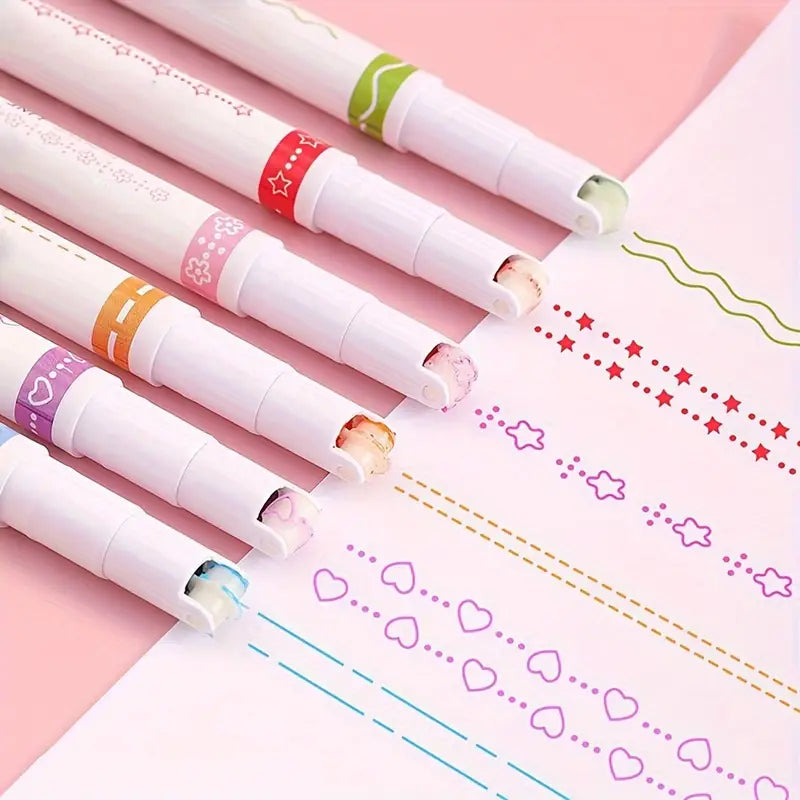 Linear Roller Design Color Pen (Pack of 6)