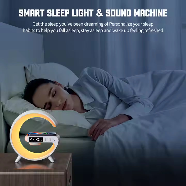 Home 3D Decoration G Shaped Night Lamp Wireless Charger LED Table Lamp with Alarm Clock