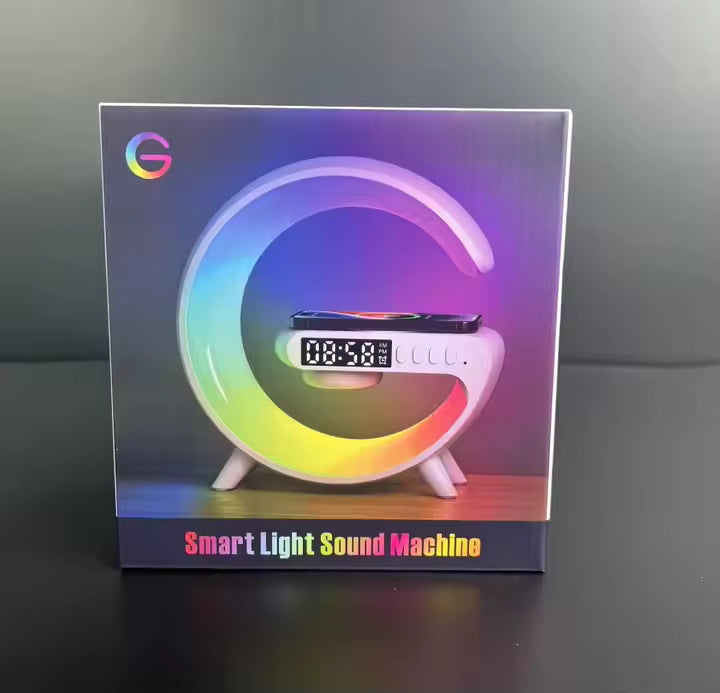 Home 3D Decoration G Shaped Night Lamp Wireless Charger LED Table Lamp with Alarm Clock
