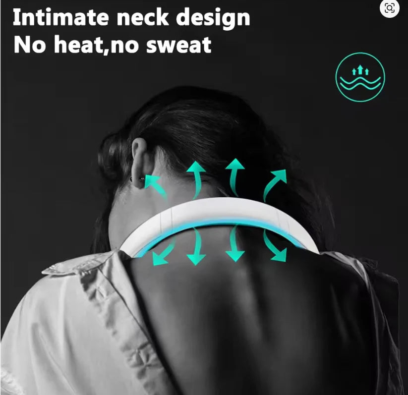 JISULIFE Portable Neck Fan, 4000 mAh Battery Rechargeable,5 Speeds Adjustable,Twistable Hands-Free Bladeless Neckband for Sports