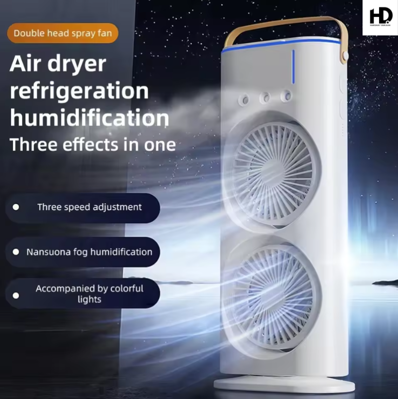 Dual Head Rechargeable Mist Fan – 3 Speeds
