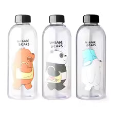 1000ml Cute Panda Bear Cup Plastic Transparent Frosted Cartoon Drinkware Waterbottle with Straw Leak-proof Cups For Home Travel