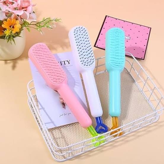 Lovely Travel Size Portable Anti-static Extension Hair Massage Comb Self-cleaning Detangling Hair Brush