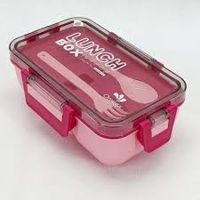 Plastic Kendy 2 Portion Tiffin and Lunch Box with Spoon and Fork with Box for Kids