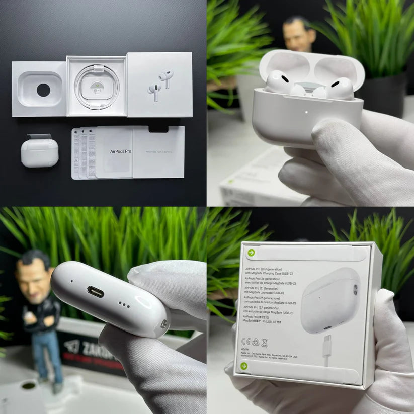 Original AirPods Pro 2nd Generation Bluetooth with USB-C – Quality Sound Bass Air Buds (White / Black)