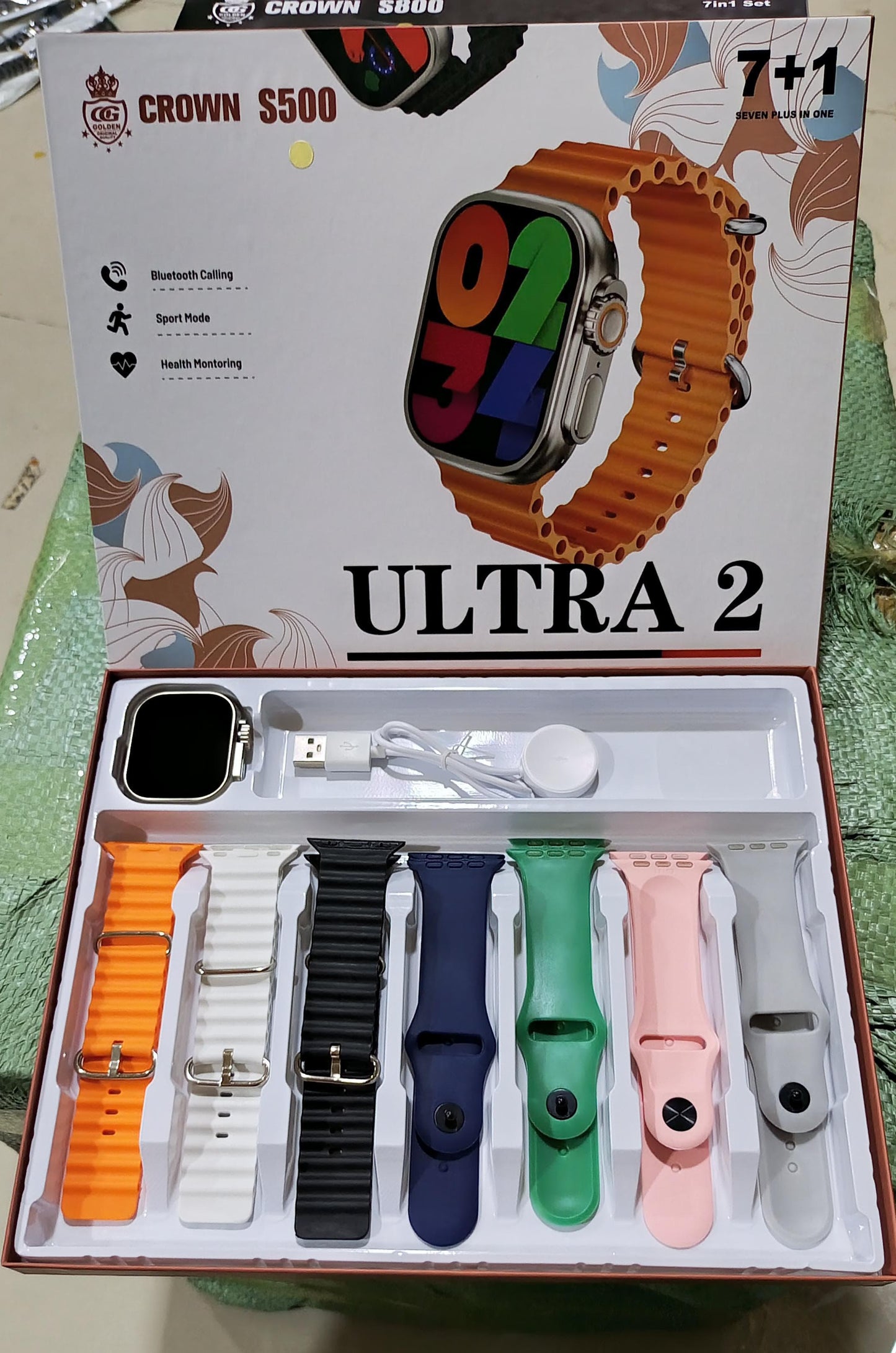 (7 in 1) Multi belt smart watch with wireless charging