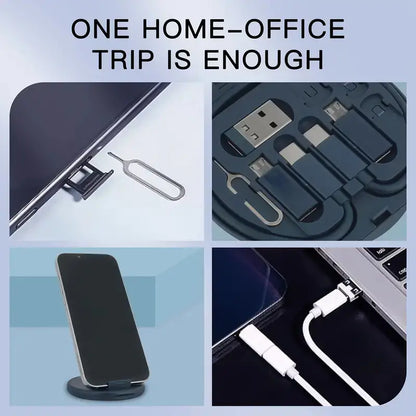 5 in 1 Portable Multifunctional 60W Charging Data Cable Set and Mobile Phone Holder Storage Box