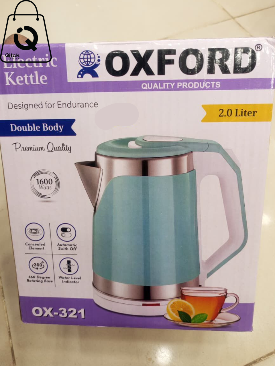 2L Electric Kettle Double Wall 1000W Automatic Power Off Stainless Steel Electric Kettle Hot Water Boiler