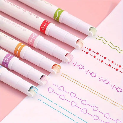 Linear Roller Design Color Pen (Pack of 6)