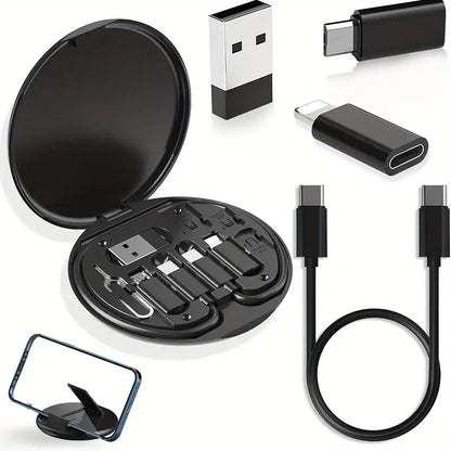 5 in 1 Portable Multifunctional 60W Charging Data Cable Set and Mobile Phone Holder Storage Box
