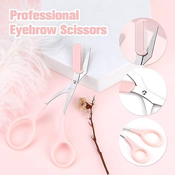 Stainless Steel Eyebrow Trimmer Scissors with Built in Comb