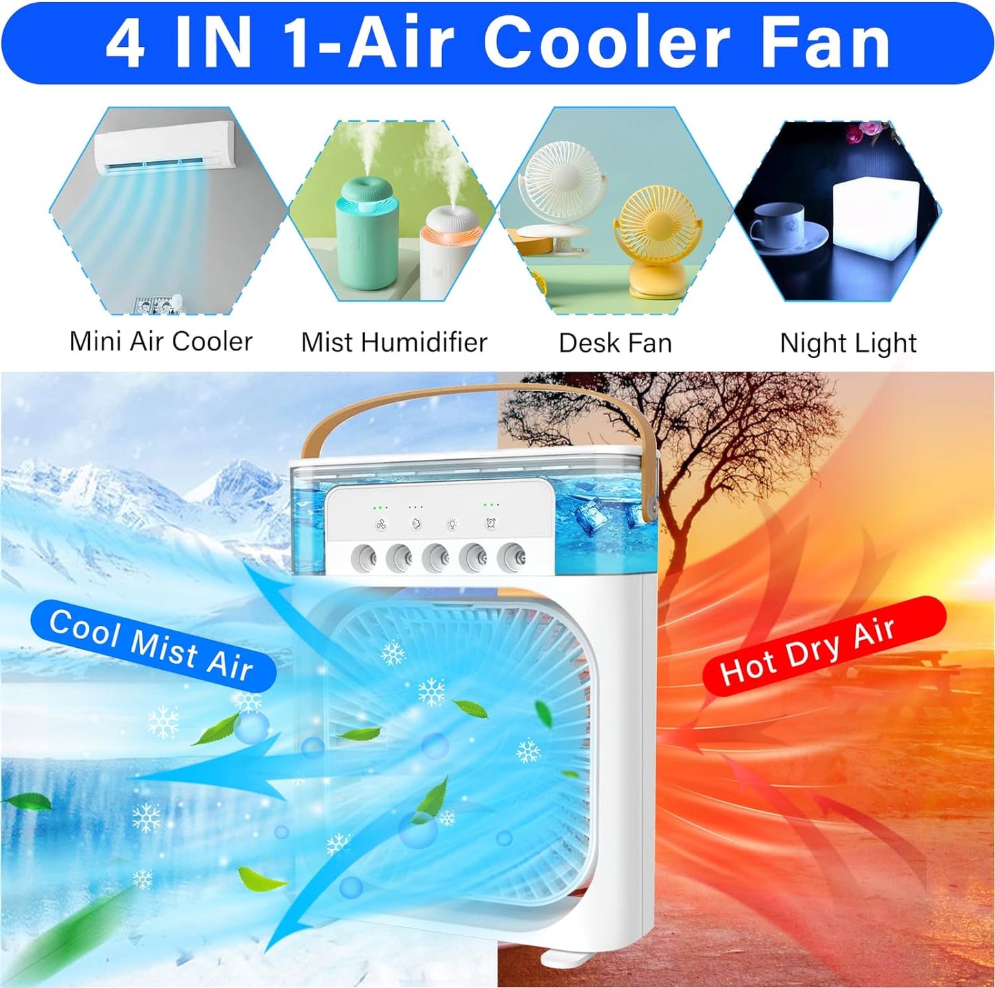 4-in-1 Mini Portable Mist Air Cooler