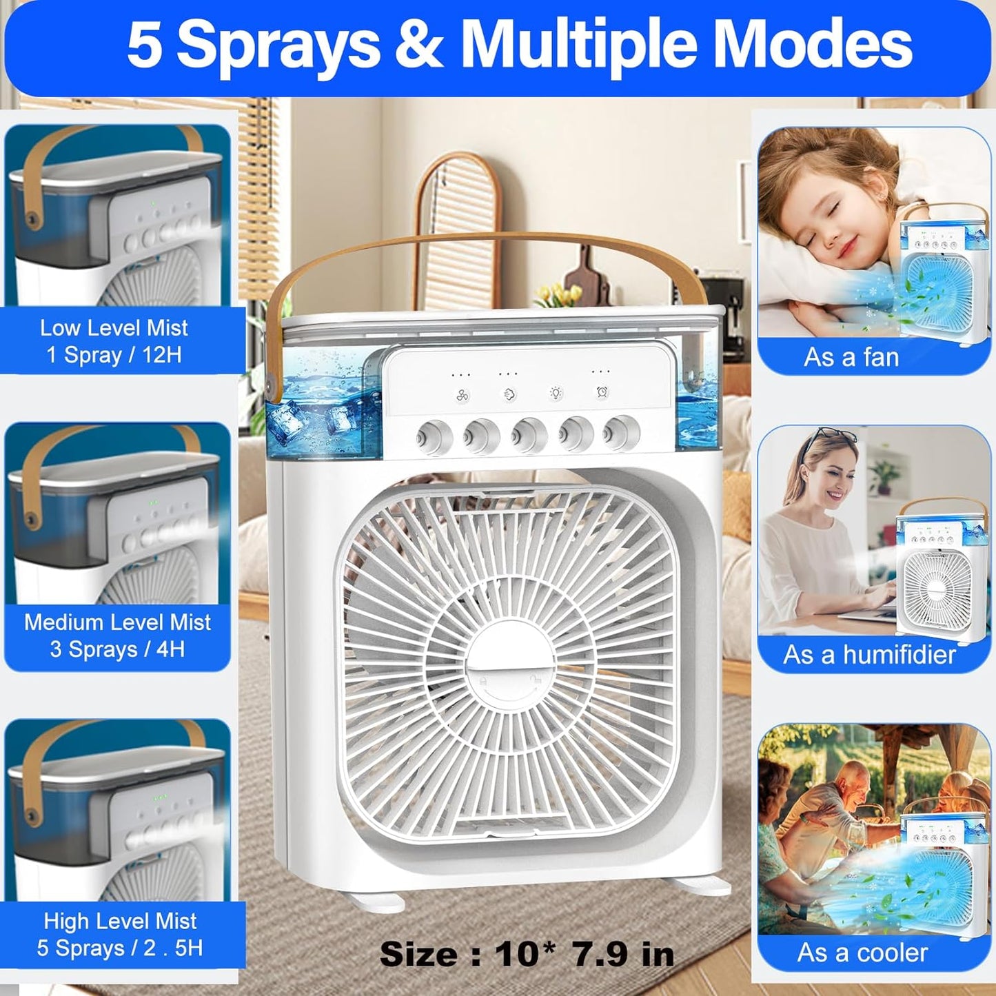 4-in-1 Mini Portable Mist Air Cooler
