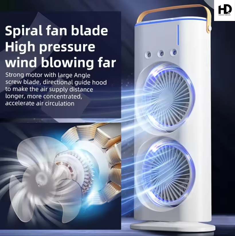 Dual Head Rechargeable Mist Fan – 3 Speeds