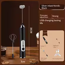handheld egg beater, dual stick wireless milk frother, mini portable blender, 3-speed kitchen tool, food mixer
