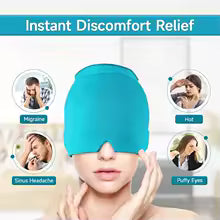 Form Fitting Gel Ice Headache Migraine Relief Hat Cold Compress Therapy Cap Ice Head Wrap Pack Mask for Tension Sinus Stress