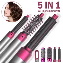 Hair Dryer 5-In-1 Electric Hair Comb Negative Ion Straight Curler Brush Blow Dryer Air Comb Removable Brush Kit Tool