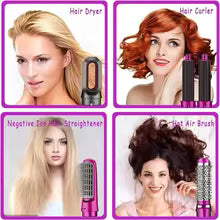 Hair Dryer 5-In-1 Electric Hair Comb Negative Ion Straight Curler Brush Blow Dryer Air Comb Removable Brush Kit Tool