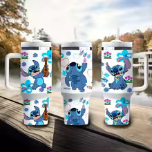 Stainless Steel Car Cup Cute Cartoon Anime Character Stitch Large Capacity Suitable For Long-Distance Use Children'S Gift
