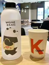 1000ml Cute Panda Bear Cup Plastic Transparent Frosted Cartoon Drinkware Waterbottle with Straw Leak-proof Cups For Home Travel