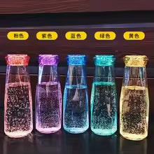 500ml Transparent Glass Water Bottles BPA Free Creative Frosted Water Bottle with Portable Rope Travel Tea Cup