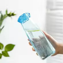 500ml Transparent Glass Water Bottles BPA Free Creative Frosted Water Bottle with Portable Rope Travel Tea Cup