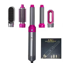 Hair Dryer 5-In-1 Electric Hair Comb Negative Ion Straight Curler Brush Blow Dryer Air Comb Removable Brush Kit Tool