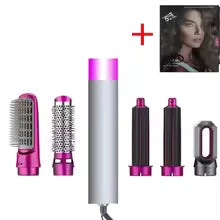 Hair Dryer 5-In-1 Electric Hair Comb Negative Ion Straight Curler Brush Blow Dryer Air Comb Removable Brush Kit Tool
