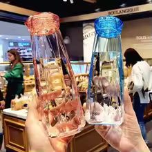 500ml Transparent Glass Water Bottles BPA Free Creative Frosted Water Bottle with Portable Rope Travel Tea Cup