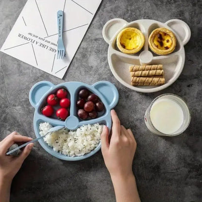 (Pack of 5) Multi Panda Shape Plates with 3 Spoons and 2 Forks