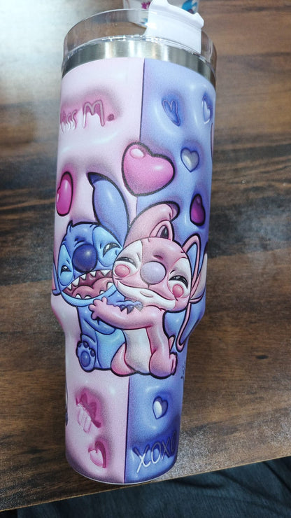 Stainless Steel Car Cup Cute Cartoon Anime Character Stitch Large Capacity Suitable For Long-Distance Use Children'S Gift