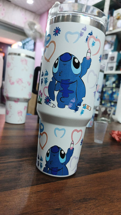 Stainless Steel Car Cup Cute Cartoon Anime Character Stitch Large Capacity Suitable For Long-Distance Use Children'S Gift