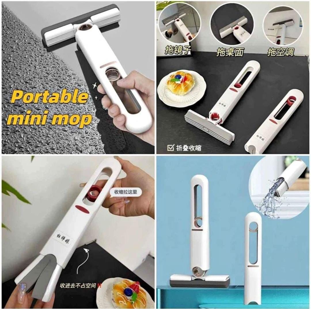 Powerful Squeeze Mini Mop Folding Home Cleaning Mops With Sponge Self-squeezing Floor Washing Mops Desk Window Car Clean Tools