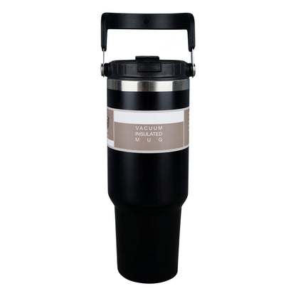 Flip-top straw cup 40 oz built-in straw and handle travel mug stand insulated stainless steel cup BPA free