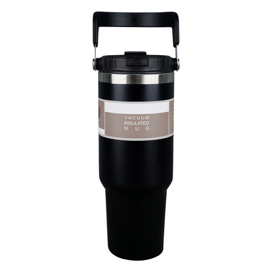 Flip-top straw cup 40 oz built-in straw and handle travel mug stand insulated stainless steel cup BPA free