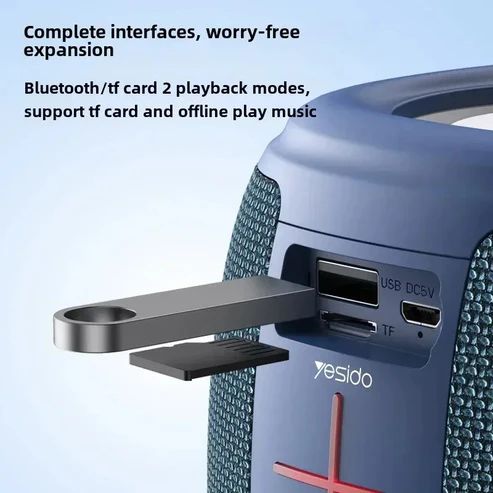 Yesido Outdoor Home RGB Light Effect Bluetooth Speaker High Volume Wireless Audio subwoofer 3D Surround Card USB Drive