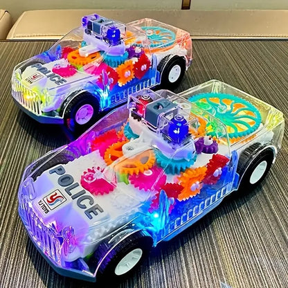 Desert Pickup Truck Transparent Gear Police Car Toy With Lights and Music For Kids