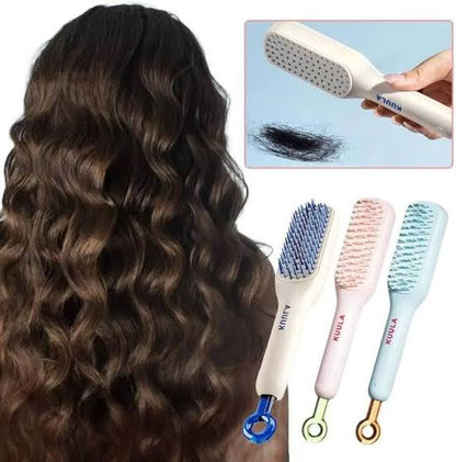 Lovely Travel Size Portable Anti-static Extension Hair Massage Comb Self-cleaning Detangling Hair Brush