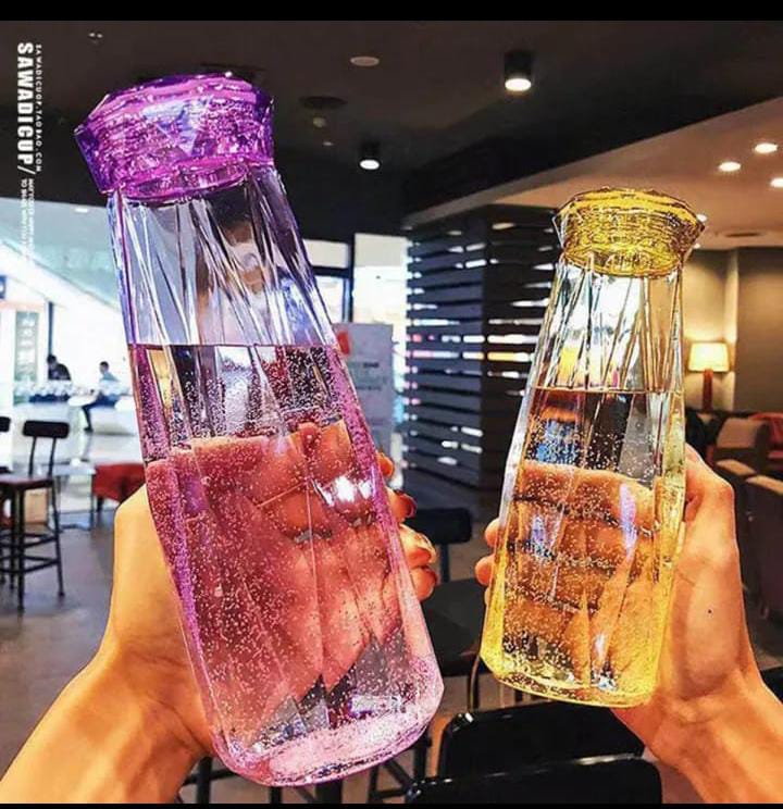 500ml Transparent Glass Water Bottles BPA Free Creative Frosted Water Bottle with Portable Rope Travel Tea Cup