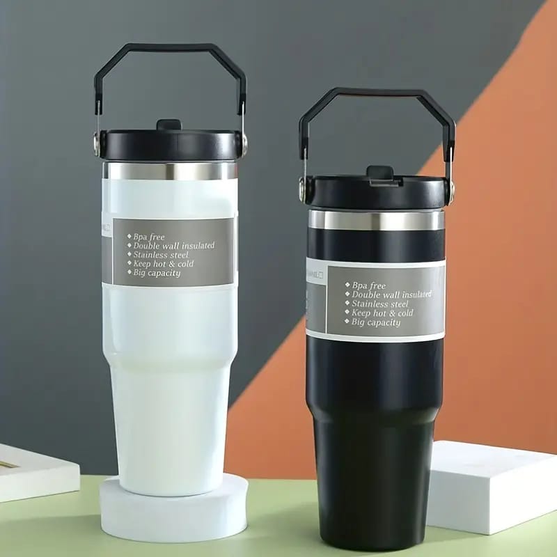 Large Capacity 304 Stainless Steel Insulated Thermal Cup with Straw Portable Outdoor Car Cooling Cup Home Goods Insulation