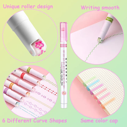 Linear Roller Design Color Pen (Pack of 6)