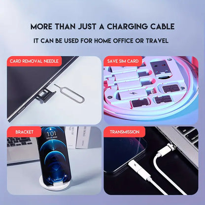 5 in 1 Portable Multifunctional 60W Charging Data Cable Set and Mobile Phone Holder Storage Box