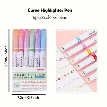 Linear Roller Design Color Pen (Pack of 6)