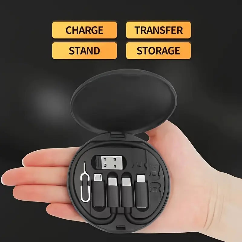 5 in 1 Portable Multifunctional 60W Charging Data Cable Set and Mobile Phone Holder Storage Box