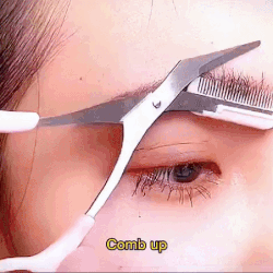 Stainless Steel Eyebrow Trimmer Scissors with Built in Comb