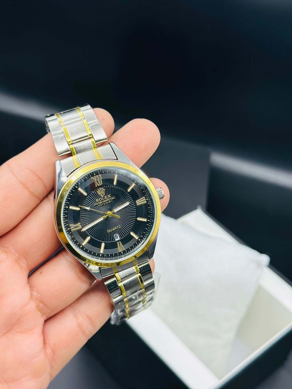 ROLEX WATCH
DATE WORKING 
STAINLESS STEEL CHAIN 
FOR MEN'S