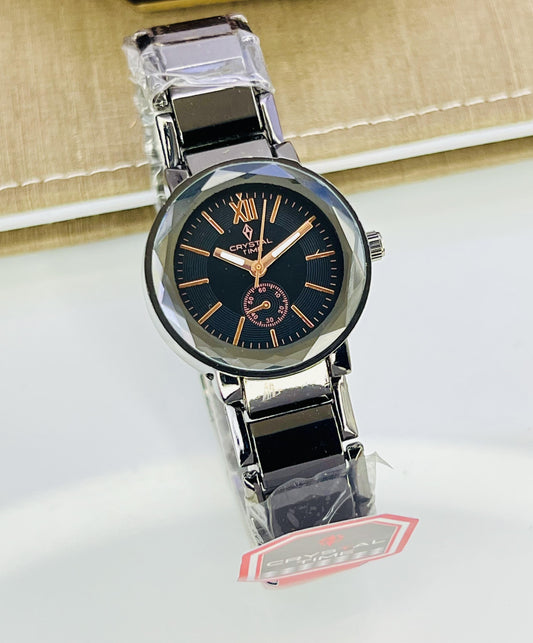 CRYSTAL TIME BRAND 
LADIES CHAIN WATCHES 
STONE DIALS