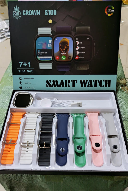 (7 in 1) Multi belt smart watch with wireless charging